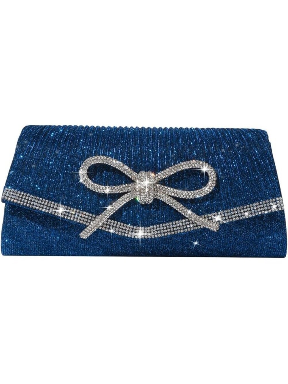 〽️Women's Blue Clutch Purse Sparkly Bow Rhinestone Glitter Evening Crossbody Bag
